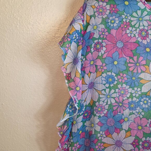 🔴 Jessica Simpson Crazy Daisy Tiered Flutter Sleeve Swim Cover Up Muliticolor S - Picture 8 of 14